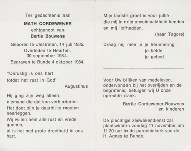374_03_0758 Cordewener, Math: geboren op 14 juli 1935 te Ulestraten, overleden op 30 september 1984 te Heerlen
