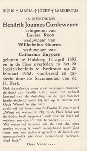 374_03_0760 Cordewener, Hendrik Joannes: geboren op 11 april 1893 te Hulsberg, overleden op 20 februari 1963 te Kerkrade