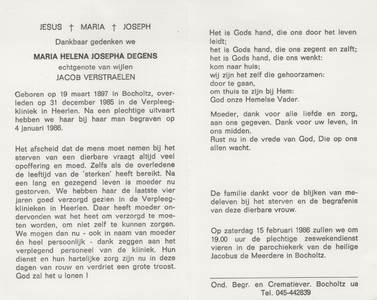 374_04_0283 Degens, Maria Helena Josepha: geboren op 19 maart 1897 te Bocholtz, overleden op 31 december 1985 te Heerlen