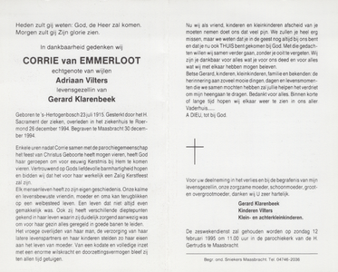 374_05_0223 Emmerloot, van, Corrie: geboren op 23 juli 1915 te s-Hertogenbosch, overleden op 26 december 1994 te Roermond