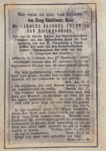374_18_0379 Rijckevorsel, van, Carolus Jacobus Antonius: geboren op 15 november 1809 te Den Bosch, overleden op 13 ...
