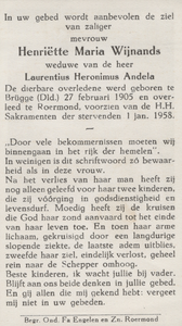 374_23_0582 Wijnands, Henriëtte Maria te Brügge(Dld), overleden op Roermond te 27 februari 1905