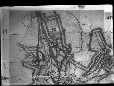 2507 Uitbreidingsplan 1936Noordwestelijk deel van het plan geplande arbeiderswoningen met grondbezit, industrie-en ...