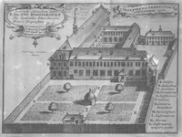 2939 Gravure uit 1738 van het Dominicanenklooster door Harrewijn