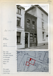 244. Oude Markt 28Straatbeeld met gevelaanzicht en eronder de kadastrale aanduiding van het pand op de kaart