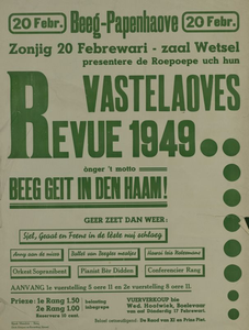 547_001_083 Grevenbicht: CarnavalVastelaoves Revue ònger 't motto Beeg geit in den Haam 20 februari 1949