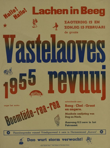 547_001_085 Grevenbicht: CarnavalVastelaoves revuuj Boemtëde-rea-reazaerdag 12 en zondag 13 februari 1955