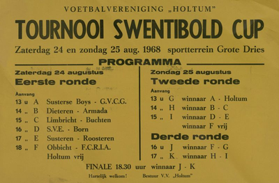 547_001_198 Holtum: VoetbalToernooi Swentibold Cup op sportterrein Grote Drieszaterdag 24 en zondag 25 augustus 1968