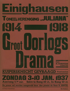 547_001_228 Einighausen: ToneelToneeluitoering door toneelvereniging Juliana van toneelsuk 1914-1918 Groot Oorlogs ...