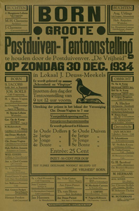 547_001_272 Born: DuivensportGrote Postduiven-Tentoonstelling door Postduivenvereniging De Vrijheid in Lokaal J. ...