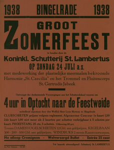 547_001_297 Bingelrade: SchutterijGroot Zomerfeest door schutterij St. Lambertuszondag 24 jili 1938