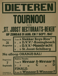 547_001_308 Dieteren: VoetbalTournooi om de St. Joost Rectoraats-Beker zondag 31 augustus en 07 spetember 1947