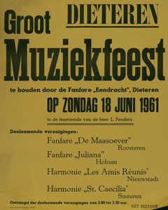 547_001_337 Dieteren: MuziekGroot Muziekfeest door de fanfare Eendracht in de feestweide van de heer L. Penderszondag ...