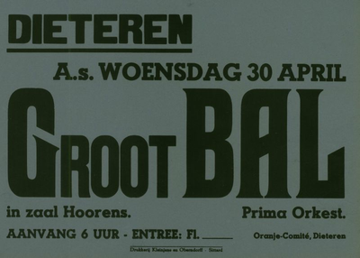 547_001_361 Dieteren: MuziekGroot Bal in zaal Hoorens georganiseerd door Oranje-Comité, Dieterenwoensdag 30 april