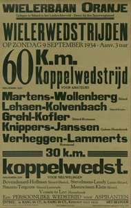547_001_458 Sittard: WielrennenWielerwedstrijden op de wielerbaan Oranjezondag 09 september 1934