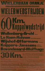 547_001_459 Sittard: WielrennenWielerwedstrijden op de wielerbaan Oranjezondag 16 september 1934