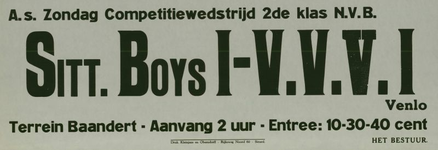 547_001_633 Sittard: Voetbal Sittardse BoysCompetitiewedstrijd Sittardse Boys I - V.V.V. I op terrein Baandertz.d.