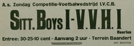 547_001_648 Sittard: Voetbal Sittardse BoysCompetitiewedstrijd Sittardse Boys I - V.V.H. I (Heerlen) op terrein Baandertz.d.