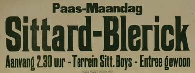547_001_657 Sittard: Voetbal SittardVoetbalwedstrijd Sittard - Blerick op terrein Sittardse Boysz.d.