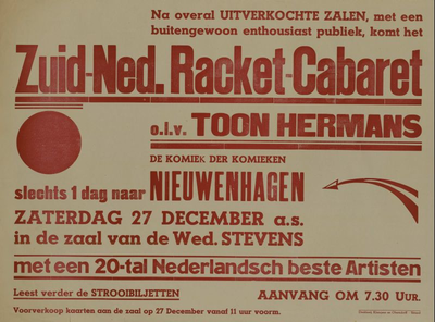 547_001_735 Sittard | Nieuwenhagen: CabaretZuid-Ned. Racket Cabaret o.l.v. Toon HermansSlechts 1 dag naar Nieuwenhagen ...