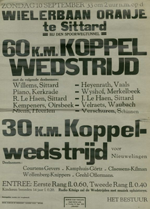 547_001_783 Sittard: WielrennenKoppelwedstrijden op de wielerbaan Oranje te Sittardzondag 10 september 1933