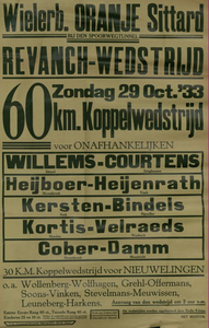 547_001_802 Sittard: WielrennenRevanchewedstrijd op wielerbaan Oranje te Sittardzondag 29 oktober 1933