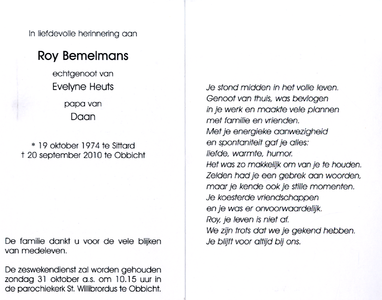 809_02_0145 Bemelmans, Roy : geboren op 19 oktober 1974 te Sittard, overleden op 20 september 2010 te Obbicht
