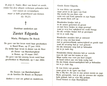809_05_0094 Edgarda Zuster, : geboren op 27 juni 1919 te Bazel-Waas, overleden op 1 mei 2004 te Maarkedal