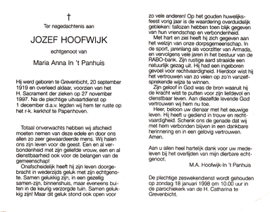 809_08_0261 Hoofwijk, Jozef : geboren op 20 september 1919 te Grevenbicht, overleden op 27 november 1997 te Grevenbicht