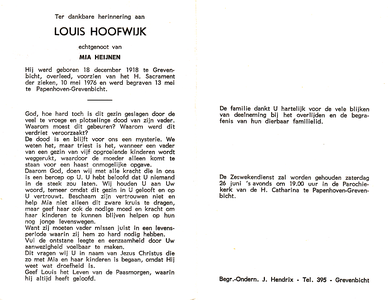 809_08_0264 Hoofwijk, Louis : geboren op 18 december 1918 te Grevenbicht, overleden op 10 mei 1976 te -