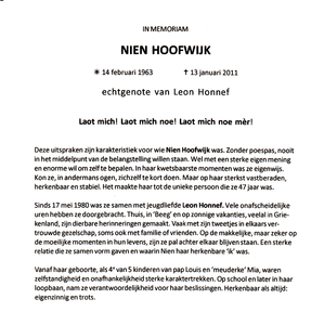 809_08_0270 Hoofwijk, Nien : geboren op 14 februari 1963 te -, overleden op 13 januari 2011 te -