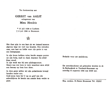 815_01_0025 Aalst, van, Gerrit : geboren op 15 juli 1928 te Lochem, overleden op 2 juli 1986 te Brunssum
