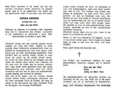 815_01_0032 Aarden, Gerda : geboren op 8 november 1925 te Heerlen, overleden op 1 april 1992 te roermond