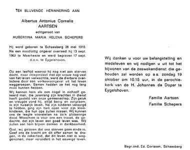 815_01_0092 Aartsen, Albertus Antonius Cornelis: geboren op 26 mei 1910 te Schaesberg, overleden op 13 september 1969 ...