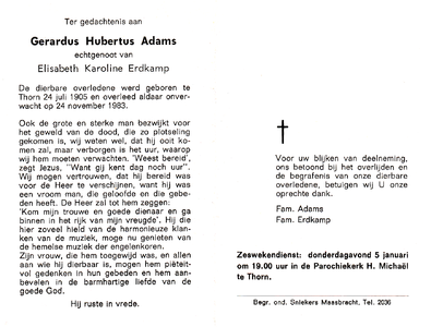 815_01_0178 Adams, Gerardus Hubertus : geboren op 24 juli 1905 te Thorn, overleden op 24 november 1983 te Thorn