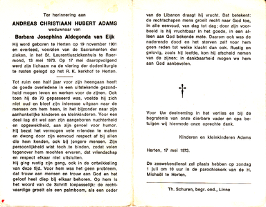 815_01_0179 Adams, Andreas Christiaan Hubert: geboren op 19 november 1901 te Herten, overleden op 13 mei 1973 te Roermond