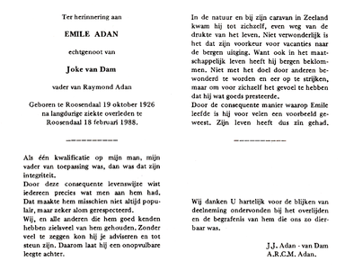 815_01_0193 Adan, Emile : geboren op 19 oktober 1926 te Roosendaal, overleden op 18 februari 1988 te Roosendaal