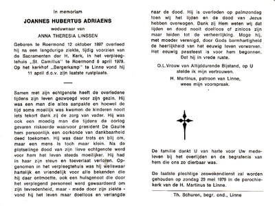 815_01_0224 Adriaens, Joannes Hubertus : geboren op 12 oktober 1897 te Roermond, overleden op 8 april 1979 te Roermond