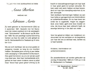 815_02_1010 Berben, Anna : geboren op 4 september 1901 te Hochemmerich (Dld.), overleden op 26 oktober 1989 te Brunssum