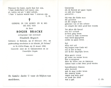 815_02_2388 Bracke, Roger : geboren op 23 februari 1931 te Stekene, overleden op 23 maart 1982 te St.-Gillis-Waas