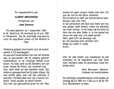 815_02_2945 Brouwers, Albert : geboren op 7 september 1924 te St. Geertruid, overleden op 14 juni 1991 te Maastricht