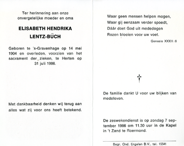 815_02_3132 Büch, Elisabeth Hendrika : geboren op 14 mei 1904 te 's Gravenhage, overleden op 31 juli 1986 te Herten