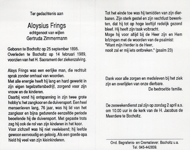 815_06__0245_a Frings, Aloysius : geboren op 25 september 1895 te Bocholtz, overleden op 14 februari 1989 te Bocholtz