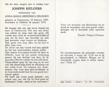 815_08_0922 Helgers, Joseph: geboren op 16 februari 1897 te Guttecoven, overleden op 16 januari 1973 te Obbicht