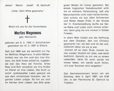 815_08_1546 Hermanns, Marlies: geboren op 9 mei 1940 te Schafhausen, overleden op 12 februari 1987 te Sittard