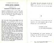 815_10_0484 Janssen, Peter Anton: geboren op 5 maart 1885 te Niederkrüchten, overleden op 30 maart 1977 te Roermond