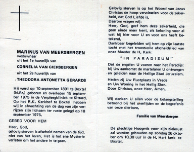 815_13_1029 Meersbergen, van, Marinus: geboren op 10 september 1891 te Boxtel, overleden op 15 september 1975 te Sittard