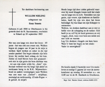815_14__0291_a Nieling, Wullem: geboren op 6 juli 1900 te Oberhausen (Dld.), overleden op 20 september 1985 te Sittard