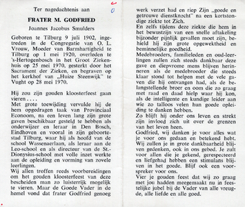 815_19__2827_a Smulders, Frater M. Godfried Joannes Jacobus: geboren op 9 juli 1902 te Tilburg, overleden op 25 mei ...