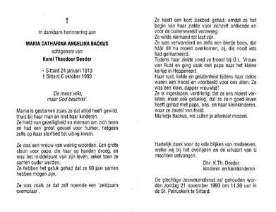 816_02_0004 Backus, Maria Catharina Angelina: geboren op 24 januari 1913 te Sittard, overleden op 6 oktober 1993 te Sittard